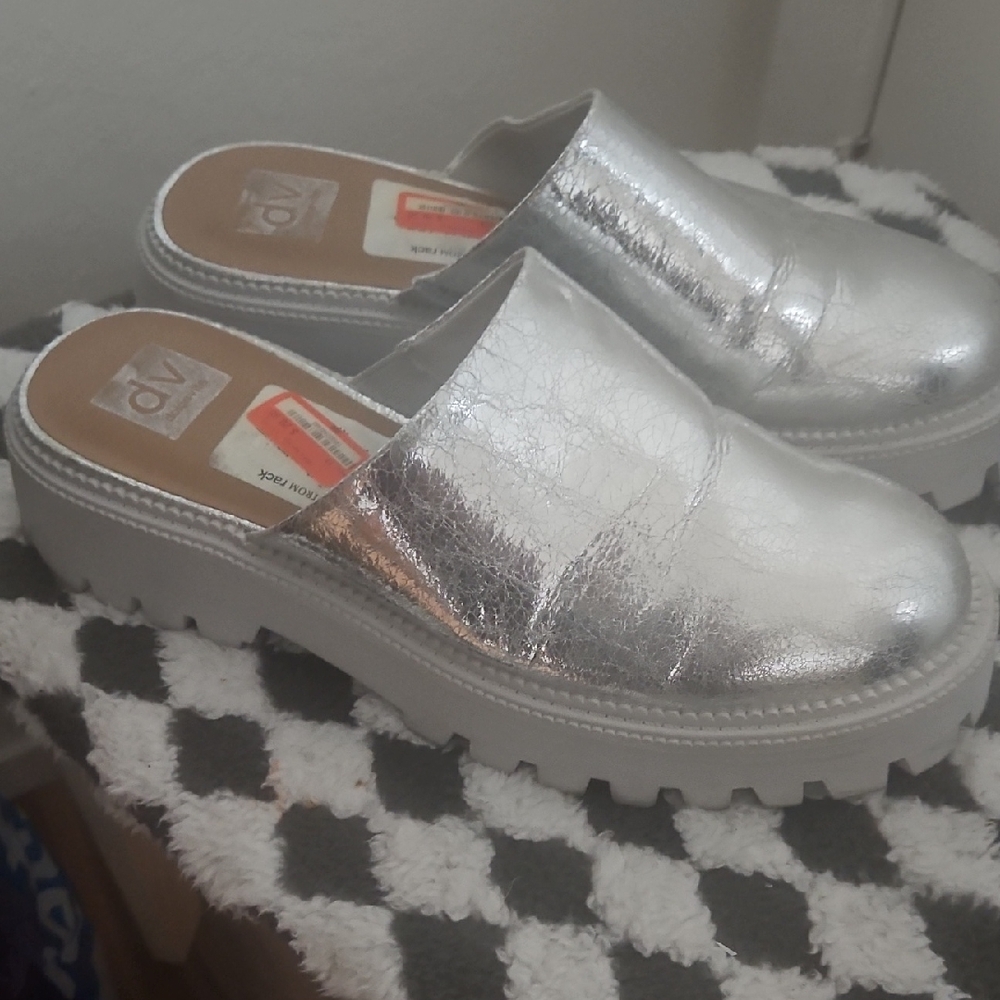 Dolce Vita Silver Metallic Platform Mule Clogs